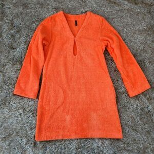 Lisa Marie Fernandez Terry Toweling Keyhole Dress Orange Women's Size 4/6